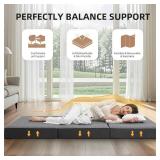 Tri Folding Mattress - Foldable Mattress for Travel/RV/Camping/Road Trip/Guest Room/Yoga, Tri-fold Memory Foam Mattress with Washable Cover, Handle & Non-Slip Bottom