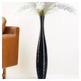 Tall Floor Vase, Large Vases for Rustic Home Decor Modern Farmhouse, Sturdy, Luxury, Textured, Vessel for Decorative Branches Dried Flowers, 27.5 inches Floor Vase for Decor, Black