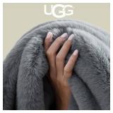 UGG Euphoria Faux Fur Throw Blanket, Oversized Soft Throw for Couch or Bed, Luxury Room Decor, Giftable Fuzzy Blankets, Machine Washable, 50-inch x 70-inch, Chambray Blue Grey