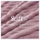 BEDELITE Fleece Throw Blanket for Couch - 300GSM Soft & Warm Fluffy Berry Purple Blanket, Decorative and Giftable Striped Blankets for Women, Men, 50"x60"