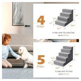 Heeyoo Dog Stairs for Small Dogs,5-Step Dog Steps for High Bed and Couch, High-Density Foam Pet Steps with Supporting Board, Non-Slip Removable Washable Cover, Grey