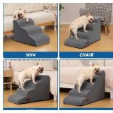 Dog Steps for Bed, 4-Step Dog Stairs Ramp for Small Dogs and Cats, Indoor Non-Slip Pet Stairs Suitable for Older, Short-Legged, and Puppy Dogs to Climb onto High Beds and Couch, 17.4" H,Grey