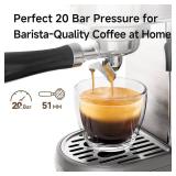 Retails for $160! HIBREW Espresso Machine 20 Bar, Semi-Automatic Cappuccino Maker with Milk Frother for Latte Art, Adjustable Temperature & Water Volume, with Display, Pressure Gauge & Stainless Steel
