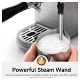 Retails for $160! HIBREW Espresso Machine 20 Bar, Semi-Automatic Cappuccino Maker with Milk Frother for Latte Art, Adjustable Temperature & Water Volume, with Display, Pressure Gauge & Stainless Steel