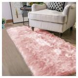 Latepis Pink Rugs for Bedroom Girls Washable Runner 2x6 Faux Fur Rug Soft Furry Rugs Fluffy Throw Sheepskin Rug Cute Room D cor Cushion, Runner