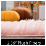 Latepis Pink Rugs for Bedroom Girls Washable Runner 2x6 Faux Fur Rug Soft Furry Rugs Fluffy Throw Sheepskin Rug Cute Room D cor Cushion, Runner