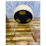 LUE BONA Vanity Stool, White Vanity Stools for Makeup Room, Round Ottoman Foot Stool, Velvet Footrest Vanity Chair for Bathroom Vanity, Bedroom, Living Room, Entryway, Offices