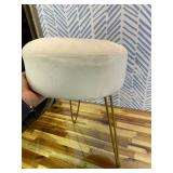 LUE BONA Vanity Stool, White Vanity Stools for Makeup Room, Round Ottoman Foot Stool, Velvet Footrest Vanity Chair for Bathroom Vanity, Bedroom, Living Room, Entryway, Offices