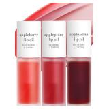 NOONI Korean Lip Oil - Appleberry + Appleplum + Applewine, 0.12 FL Oz Bundle