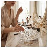 Jewelry Box, 3-Layer Acrylic Jewelry Organizer with Handle, Clear Jewelry Boxes for Women Girls, Make up Organizer, Jewelry Storage Holder (Green)