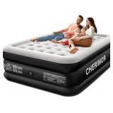 Queen Air Mattress with Built-in Pump, 18" Raised Comfort, 48Hr Leak-Proof Test, Upgraded Honeycomb Pillar Design, Supports 800 lbs, 3-Min Inflation-Inflatable Bed for Home Guests & Camping