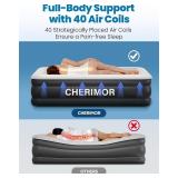 Queen Air Mattress with Built-in Pump, 18" Raised Comfort, 48Hr Leak-Proof Test, Upgraded Honeycomb Pillar Design, Supports 800 lbs, 3-Min Inflation-Inflatable Bed for Home Guests & Camping