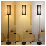 BoostArea Floor Lamps for Living Room, Dimmable floor lamp with 3 Color Temperatures Bulb, Black LED Floor Lamp, Modern Standing Lamp for Bedroom/Office/Study/Farmhouse(9W LED Bulb, Black Linen Shade)