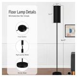 BoostArea Floor Lamps for Living Room, Dimmable floor lamp with 3 Color Temperatures Bulb, Black LED Floor Lamp, Modern Standing Lamp for Bedroom/Office/Study/Farmhouse(9W LED Bulb, Black Linen Shade)