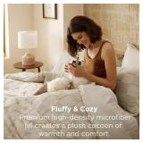 Bedsure Queen Size Comforter Set Beige, Boho Tufted Bed Set, Checkered Farmhouse Shabby Chic Bedding, 3 Pieces, 1 Plaid Geometric Comforter and 2 Pillow Shams