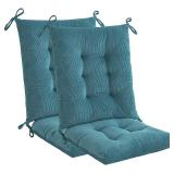 Outdoor Patio Cushion, Rocking Chair Cushion, Tufted Pads, Set of Upper and Lower with Ties Pack of 2 (2 Sets) - Back 20" 17", Seat 17" 17" (Blue)