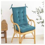 Outdoor Patio Cushion, Rocking Chair Cushion, Tufted Pads, Set of Upper and Lower with Ties Pack of 2 (2 Sets) - Back 20" 17", Seat 17" 17" (Blue)