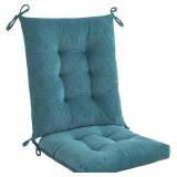 Outdoor Patio Cushion, Rocking Chair Cushion, Tufted Pads, Set of Upper and Lower with Ties Pack of 2 (2 Sets) - Back 20" 17", Seat 17" 17" (Blue)