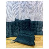 Outdoor Patio Cushion, Rocking Chair Cushion, Tufted Pads, Set of Upper and Lower with Ties Pack of 2 (2 Sets) - Back 20" 17", Seat 17" 17" (Blue)