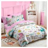 Nesker Comforter Full Size, Cute Colorful Unicorns Bedding Set for Kids Teen, Cloud Rainbow