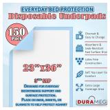 Chucks Pads Disposable 150 Pads Underpads 23x36 - Absorbent Leak-Resistant Incontinence Bed Pads for Mattress & Furniture Protection | Waterproof Pee & Puppy Training Pads for Adults, Kids & Elderly