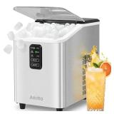 Retails for $176! Aeitto Countertop Ice Maker Machine, 26lbs Ice in 24H, 8 Bullet Ice Cubes in 6 Mins, Self-Cleaning Portable Ice Maker with 2 Ice Sizes, Basket & Scoop for Home, Kitchen, Office, Stai
