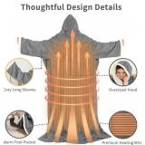 ESTINGO Wearable Electric Throw Heated Blanket with Foot Pocket, Heated Electric Blanket with Sleeves, 6 Heating Levels and 1-4H Timer, Heated Hoodie Women for Mom Grandma 50" 70" Grey