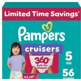 Pampers Diapers - Cruisers 360 - Size 5, 56 Count, Babyproof up to 100% Leakproof Pull-On Diaper