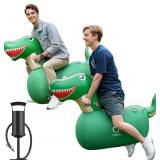 QPAU Inflatable Bouncy Dinosaur Toys, Heavy Duty Giant Bouncy Pal, 220lbs Load Capacity, Ride On Bouncy Animal Hopper Toy, Indoor Outdoor Bouncers for Kids Girls Boys Ages 5+