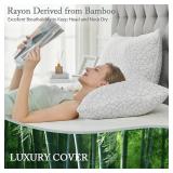 BPC Premium Rayon Derived from Bamboo Firm Pillows King Size Set of 2 - Hypoallergenic Shredded Memory Foam Pillows with Removable Cover Bed Pillows for Side Stomach and Back Sleepers, CertiPUR-US