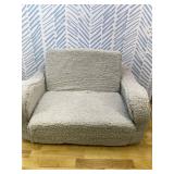 Kids Sofa, 2-in-1 Flip-Out Foam Couch with Soft Sherpa Cover, Cozy Play Lounge Chair, Grey