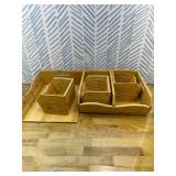 Coffee Station Organizer for Countertop, Bamboo Coffee Bar Condiment Organizer, Extendable Tea Condiment Storage for Bar Decor, Kitchen, Office, 7 Compartment