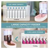 Meikuler Automatic Dog Cat Feeder and Water Dispenser Set,Waterer and Gravity Food Feeder for Small & Medium Dogs Cats Puppies,Large Capacity 1 Gallon x 2(Pink)