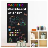 Magnetic Chalkboard Contact Paper for Wall, 47.2" x 18" Self-Adhesive Magnet Wall Sheet with 79 Magnete Letters for Kids and 12 Colors Liquid Chalk, Magnetic Wallpaper Stickers, Chalk Board