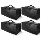 Cosy Family 4 Pack Heavy Duty Extra Large Moving Bags with Backpack Straps - Strong Handles & Zippers, Storage Totes For Space Saving, Fold Flat, Alternative to Moving Box (Set of 4, Black)
