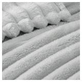 Exclusivo Mezcla Fleece Throw Blanket for Couch, Super Soft Striped Jacquard Bed Blanket, Lightweight Fuzzy Cozy for All Seasons, 50x60 Inches, Light Grey