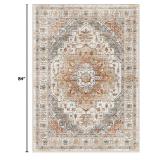 5x7 Area Rugs for Living Room,Stain Resistant Washable Rug,Non-Slip Backing Rugs for Bedroom,Kitchen,Printed Vintage Home Decor Rug (Turmeric/Grey, 5