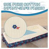 100% Cotton Lining Portable Foldable Toddler Travel Bed - Soft Foam Floor Bed with Washable Cover, Safe and Comfortable Toddler Crib, Ocean Blue