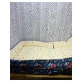 100% Cotton Lining Portable Foldable Toddler Travel Bed - Soft Foam Floor Bed with Washable Cover, Safe and Comfortable Toddler Crib, Ocean Blue