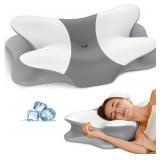 2 Pack Cervical Neck Pillow for Pain Relief - Ergonomic Side Sleeper Pillow for Neck Support, Cooling Memory Foam Pillows for Sleeping, Contour Pillow Orthopedic Bed Pillow for Back Stomach Sleepers