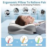 2 Pack Cervical Neck Pillow for Pain Relief - Ergonomic Side Sleeper Pillow for Neck Support, Cooling Memory Foam Pillows for Sleeping, Contour Pillow Orthopedic Bed Pillow for Back Stomach Sleepers