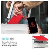 for Samsung Galaxy S21 Case Wallet, RFID Blocking 4 Card Slots Holder, S21 Phone Case, Wrist Strap, Shockproof Protective, Stand Soft PU Leather Folio Flip Cover (Red)