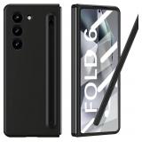 Z Fold 6 Phone Slim Case with S Pen Compatible for Samsung Galaxy Z Fold 6 Phone with Built-in New Compact S Pen, Holder and Storage Slot for Pen,with 3Pcs Tips (Black)