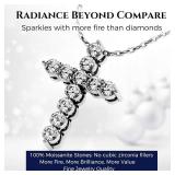 Retails for $140! Moissanite Cross Necklace for Women Faith Pendant Christian Gifts Rodium Sterling Silver Jewelry for Her Wife Daughter Granddaughter Mom Grandma Anniversary Christmas Birthday Mother