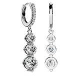 Retails for $150! Moissanite Three-stone Diamond Drop Earrings for Women S925 Rodium Vermeil Sterling Silver Trilogy Dangle for Wife Girlfriend Mom Gifts for Her Daughter on Birthday Wedding Anniversa