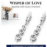 Retails for $150! Moissanite Three-stone Diamond Drop Earrings for Women S925 Rodium Vermeil Sterling Silver Trilogy Dangle for Wife Girlfriend Mom Gifts for Her Daughter on Birthday Wedding Anniversa