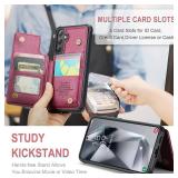 Vinich for Samsung Galaxy S25 Plus Wallet Case with Card Holder, RFID Blocking Credit Slots Kickstand Shockproof Phone Cover Fit for Galaxy S25 Plus 6.7" Wine Red