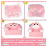 Toddler Couch Comfy Baby Sofa with Blanket Christmas Unicorn Kids Couch Fold Out Soft Toddler Chair for Boys Girls, Convertible Sofa Baby Chair to Lounger for Reading Playing, Pink