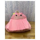 Toddler Couch Comfy Baby Sofa with Blanket Christmas Unicorn Kids Couch Fold Out Soft Toddler Chair for Boys Girls, Convertible Sofa Baby Chair to Lounger for Reading Playing, Pink