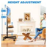 Rfiver Mobile TV Stand for 23-60 Inch LCD LED Flat/Curved Panel Screen TVs up to 88 lbs, Rolling TV Stand with Adjustable Shelf & Tilt, Portable Floor Stand on Wheels for Bedroom, Living Room, Office
